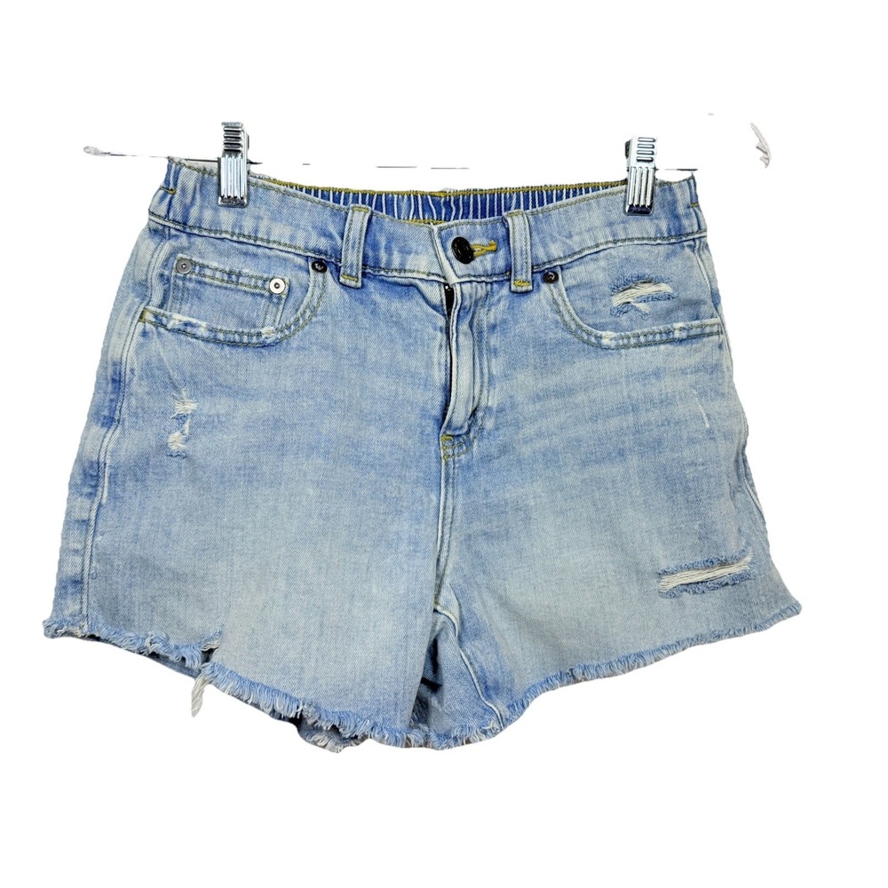 Aerie Daydream Denim Shorts Womens X-SM Blue Mid Rise Casual Distressed Raw Hem